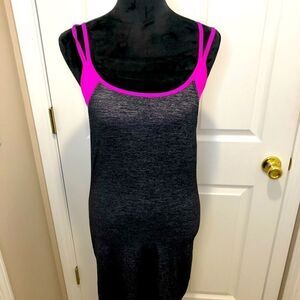 Athleta Hidden Agenda grey dress with pink bra top